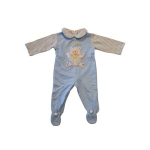 Vintage Tiny Tots Original Baby Footed Sleeper 6-9 Months Bear Squeaker Romper